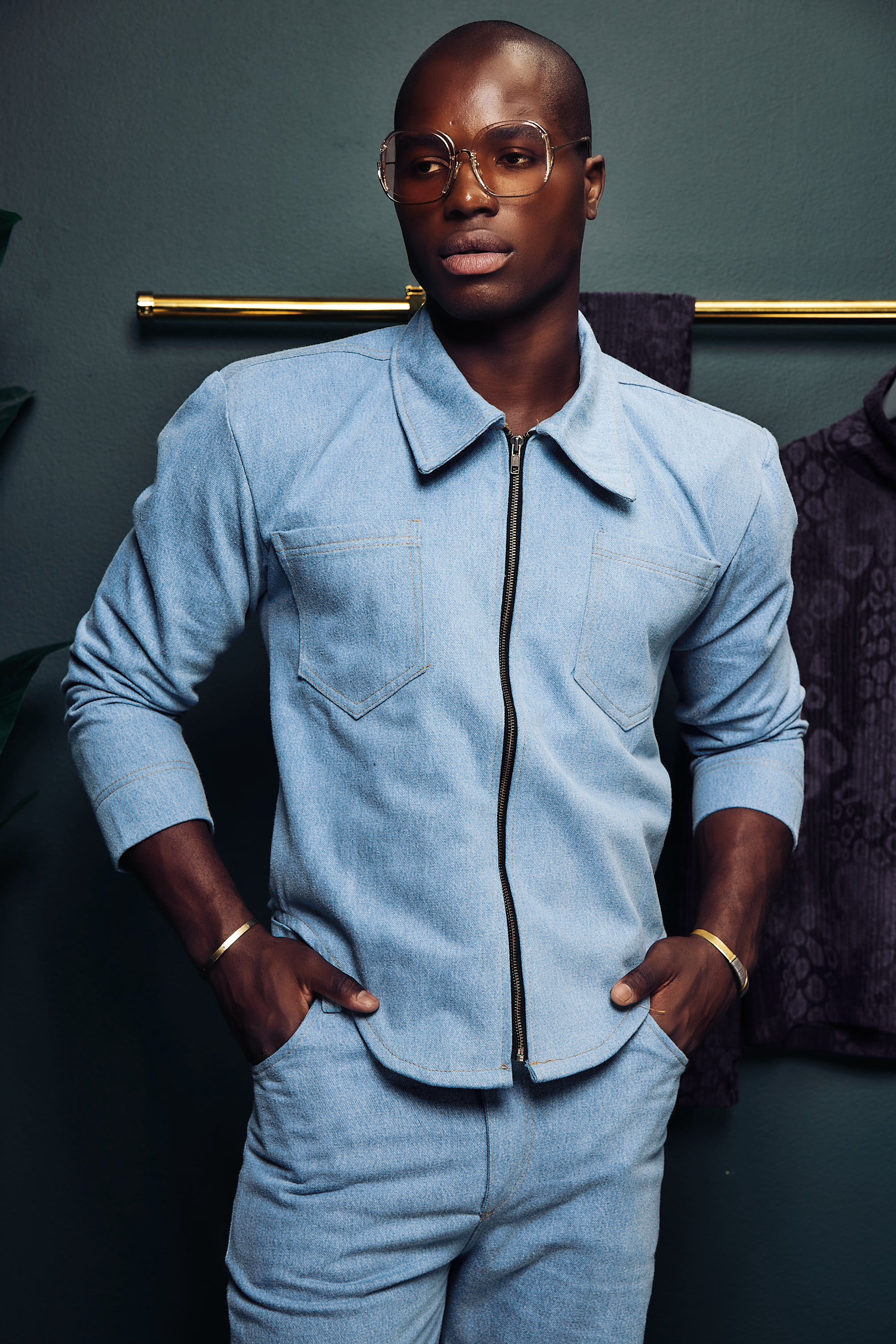 Light wash denim suit – Lee Rickie Collection