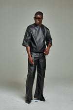 Coto leather box cut shirt