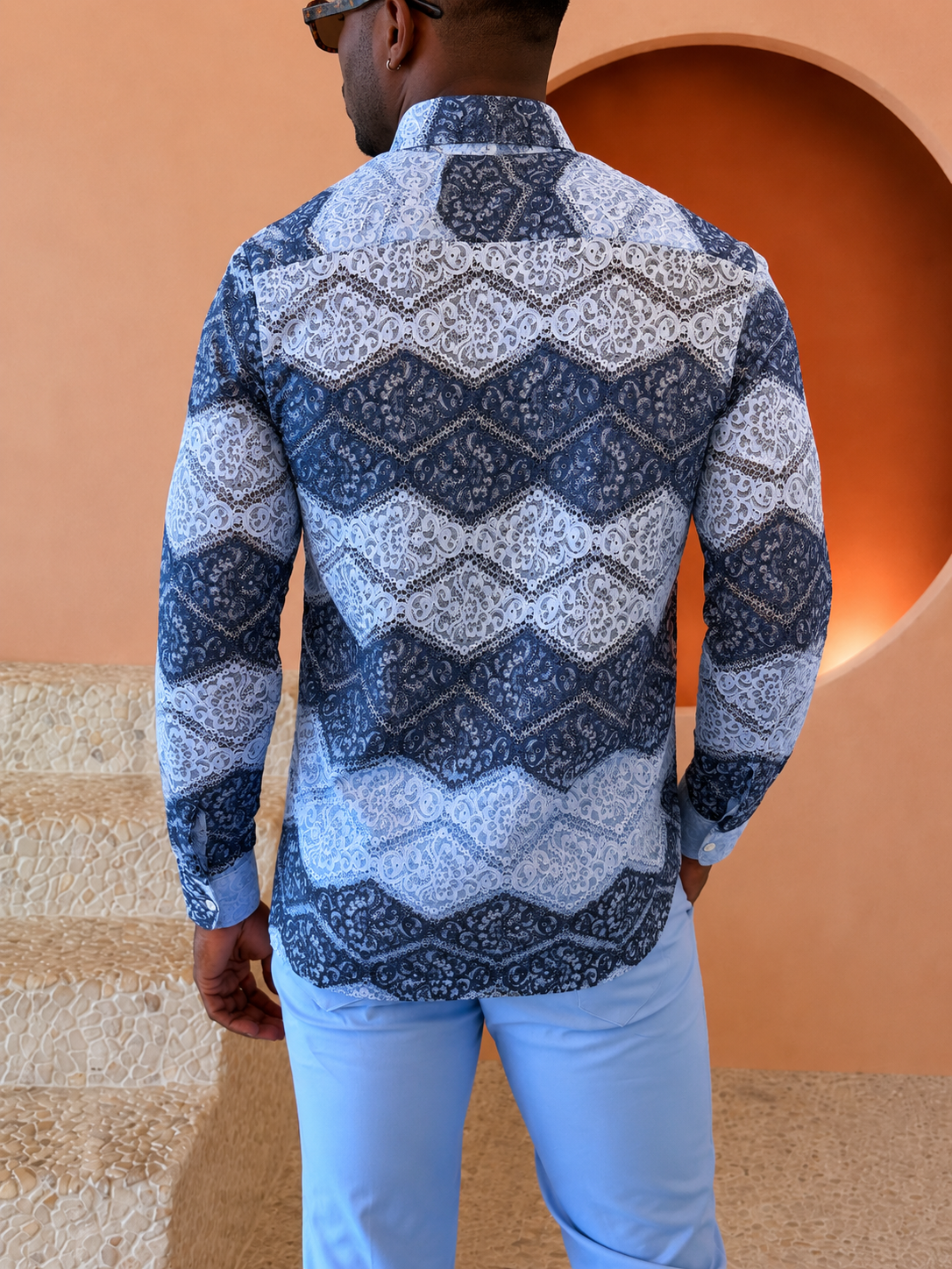 Lace button down shirt for men Extra Small