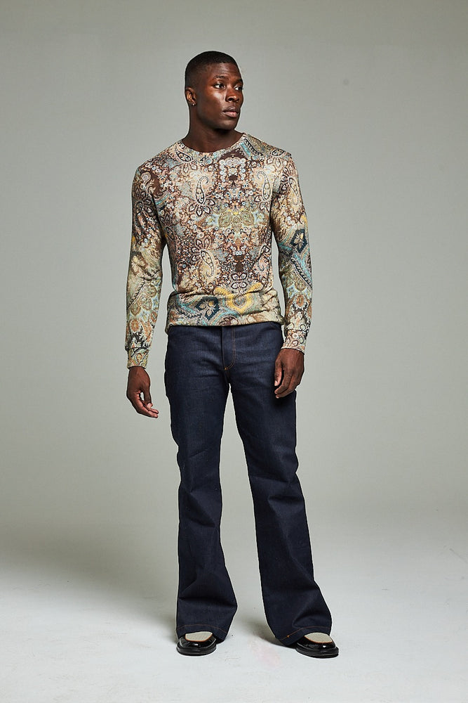 Monti paisley long sleeve crewneck