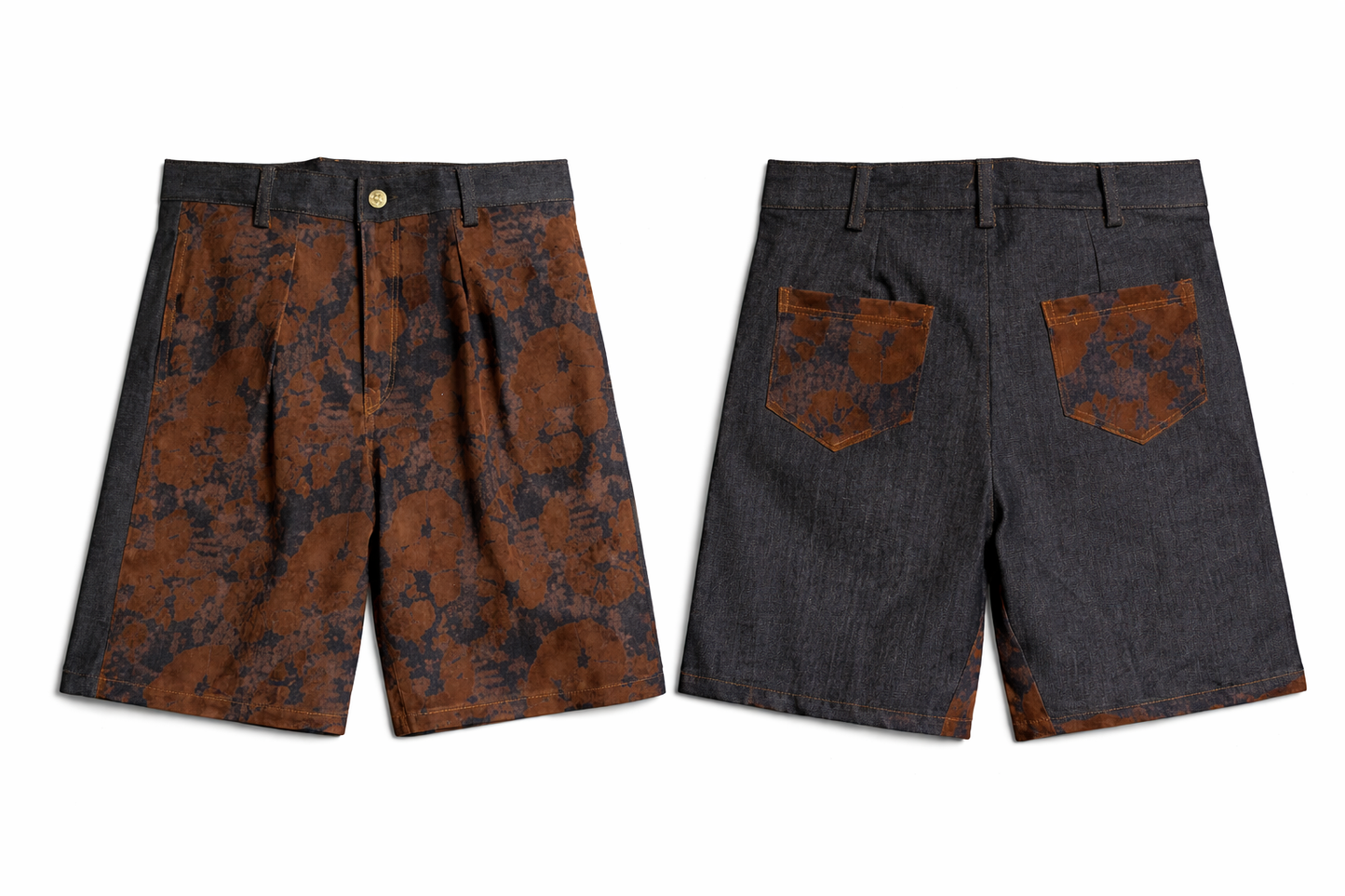Suede burnout long denim shorts ( unreleased ) - Lee Rickie Collection
