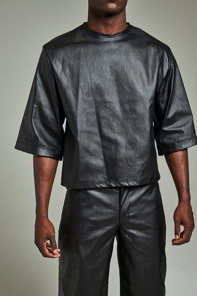 Coto leather box cut shirt