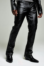 Fitted vegan leather mens pant