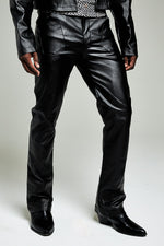 Fitted vegan leather mens pant