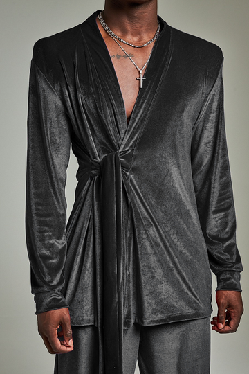 Black Velvet side tie pant set