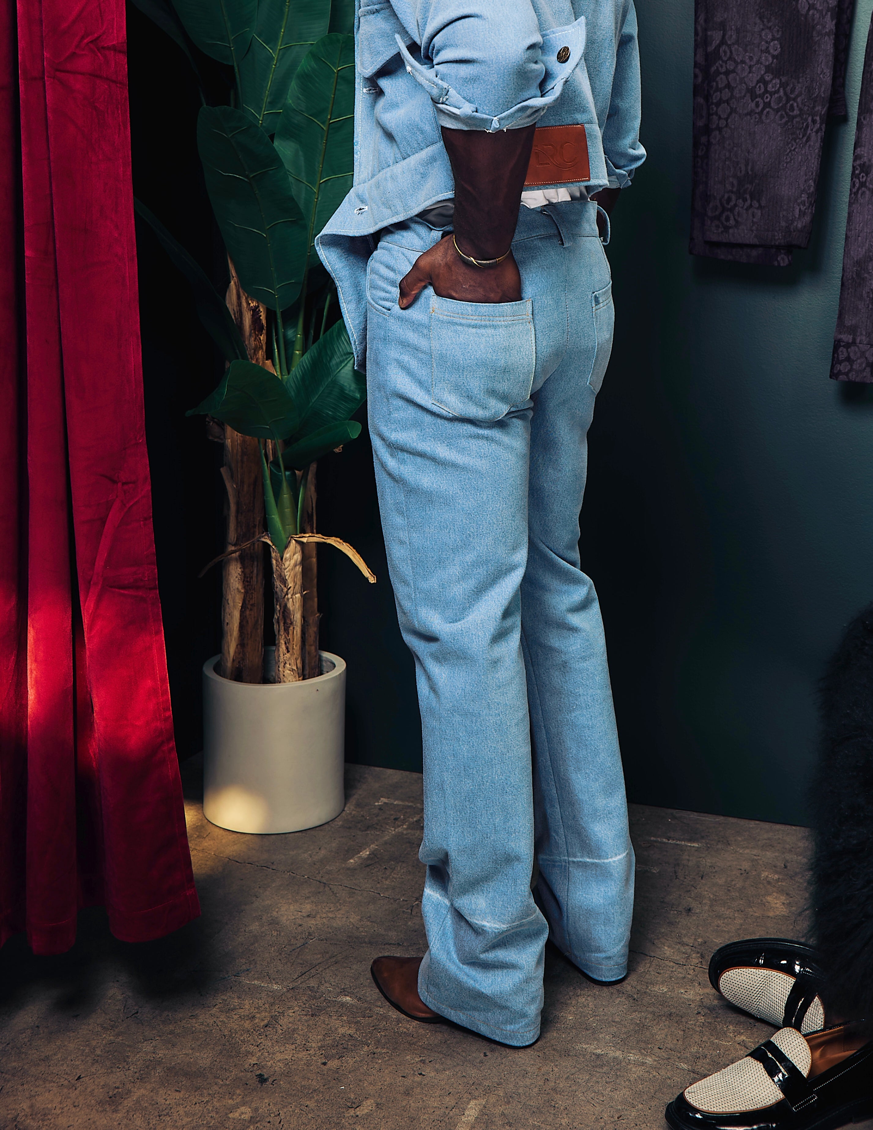 Lee coating denim pants rick owens Owens Rick jeans Foil Large Tapered